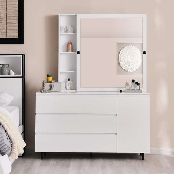 Buy KEN DRESSER WITH 3 DRAWER 1 DOOR AND MIRROR - GLOSSY